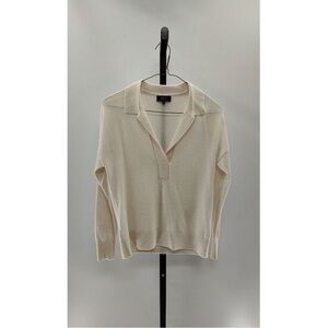 Cream Collared Knit Pullover Sweater